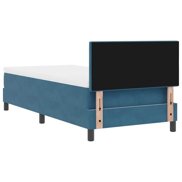Κρεβάτι Box Spring με Στρώμα & LED vidaXL Σκούρο Μπλε 100x200 εκ. Βελούδο