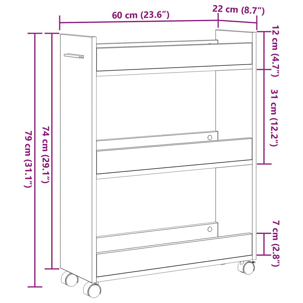 vidaXL Κιβώτιο Ρολό παλαιού ξύλου 60x22x79 εκ Κατασκευασμένο ξύλο