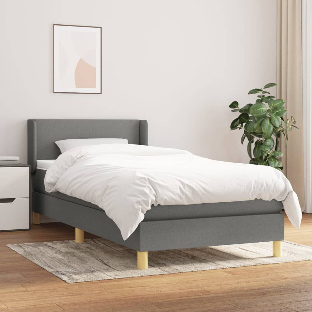 vidaXL Κρεβάτι Boxspring με Στρώμα Σκούρο Γκρι 80x200 εκ. Υφασμάτινο