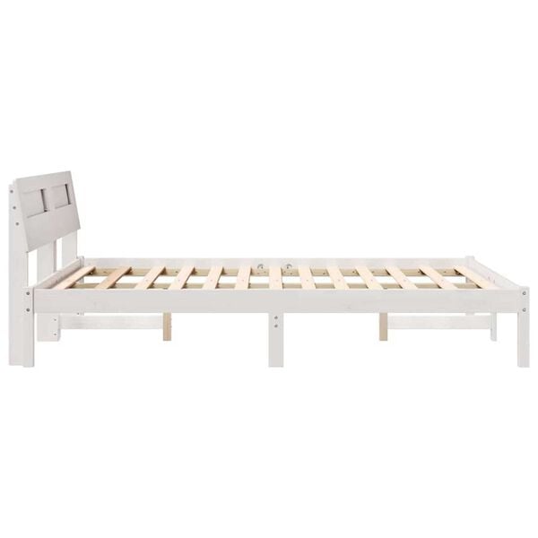vidaXL Σκελετός Κρεβατιού Λευκό 140 x 190 cm Μασίφ ξύλο πεύκου