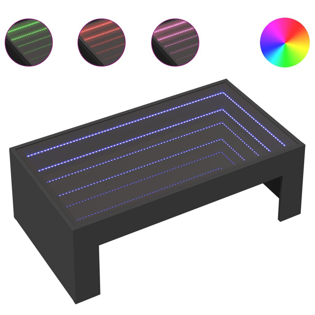 vidaXL Τραπεζάκι Σαλονιού Infinity LED Μαύρο 90x50x30 εκ.