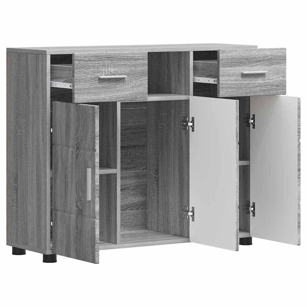 vidaXL Πλαϊνό γραφείο με συρτάρι Γκρι sonoma 88.5 x 30.5 x 73 εκ