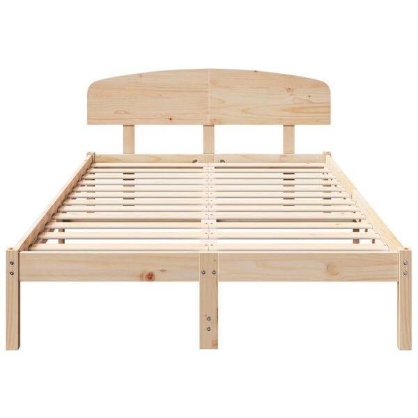vidaXL Κρεβάτι με Κεφαλάρι 135x190 cm Μασίφ ξύλο πεύκου