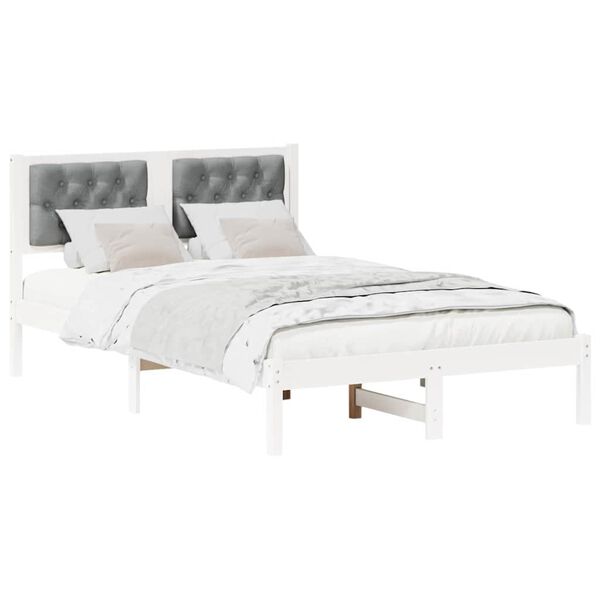 vidaXL Σκελετός Κρεβατιού με κεφαλάρι Ανοιχτό γκρι 120 x 190 cm ύφασμα