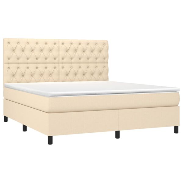 vidaXL &Kappa;&rho;&epsilon;&beta;ά&tau;&iota; Boxspring &mu;&epsilon; &Sigma;&tau;&rho;ώ&mu;&alpha; &Kappa;&rho;&epsilon;&mu; 160x200 &epsilon;&kappa;. &Upsilon;&phi;&alpha;&sigma;&mu;ά&tau;&iota;&nu;&omicron;