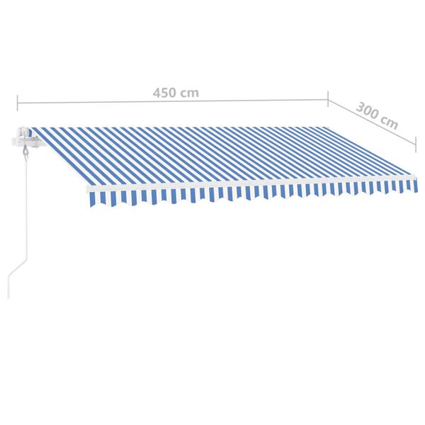 vidaXL Τέντα Αυτόματη με Αισθητήρα Ανέμου & LED Μπλε/Λευκό 450x300 εκ.