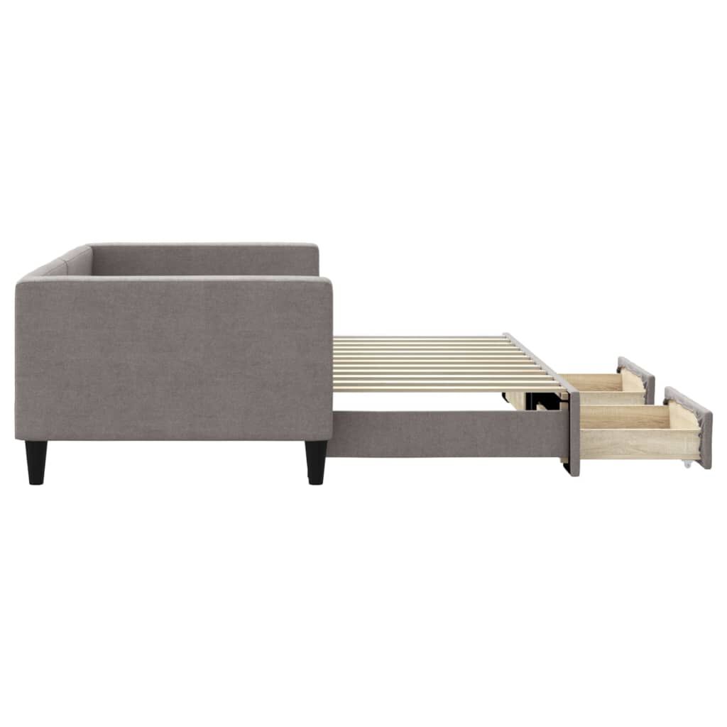 vidaXL Καναπές Κρεβάτι Συρόμενος Taupe 90x200 εκ. Ύφασμα & Συρτάρια
