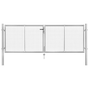 vidaXL Πόρτα Κήπου Ασημί 306x75 εκ. από Γαλβανισμένο Ατσάλι