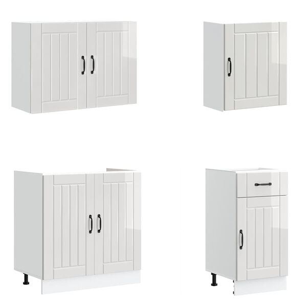 vidaXL Σετ Ντουλάπια Κουζίνας 7 Τεμαχίων Lucca Επεξεργασμένο Ξύλο