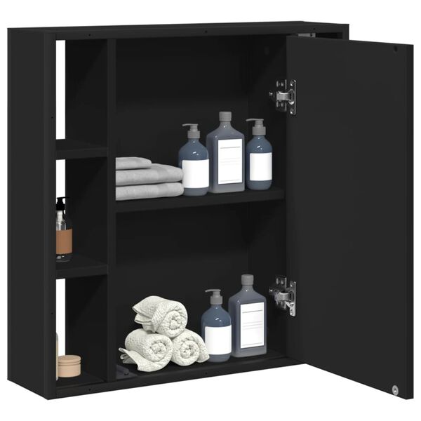 vidaXL Καθρέφτης Μπάνιου με Ντουλάπι Μαύρος 60x16x60 εκ. Επεξ. Ξύλο