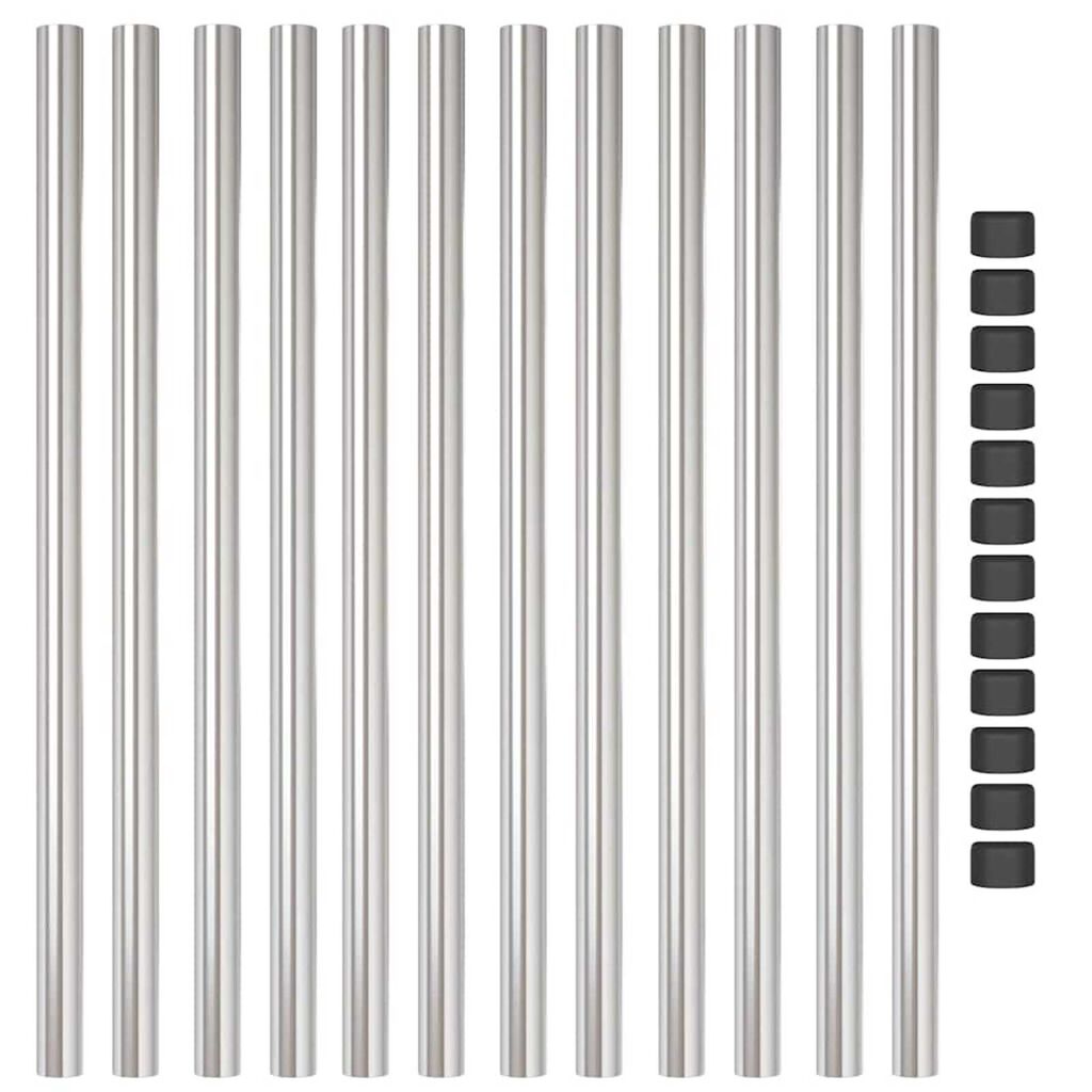 vidaXL Πό posts φράχτη 12 pcs Ασημί 120 cm Ατσάλι με Επικάλυψη Πούδρας