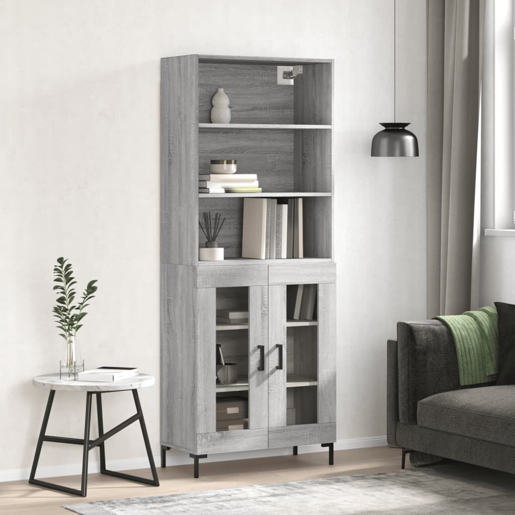 vidaXL Ντουλάπι Γκρι Sonoma 69,5 x 34 x 180 εκ. Επεξεργασμένο Ξύλο