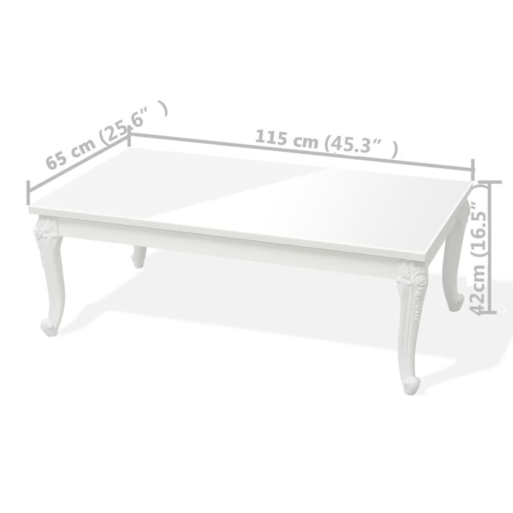vidaXL Τραπεζάκι Σαλονιού Γυαλιστερό Λευκό 115 x 65 x 42 εκ.