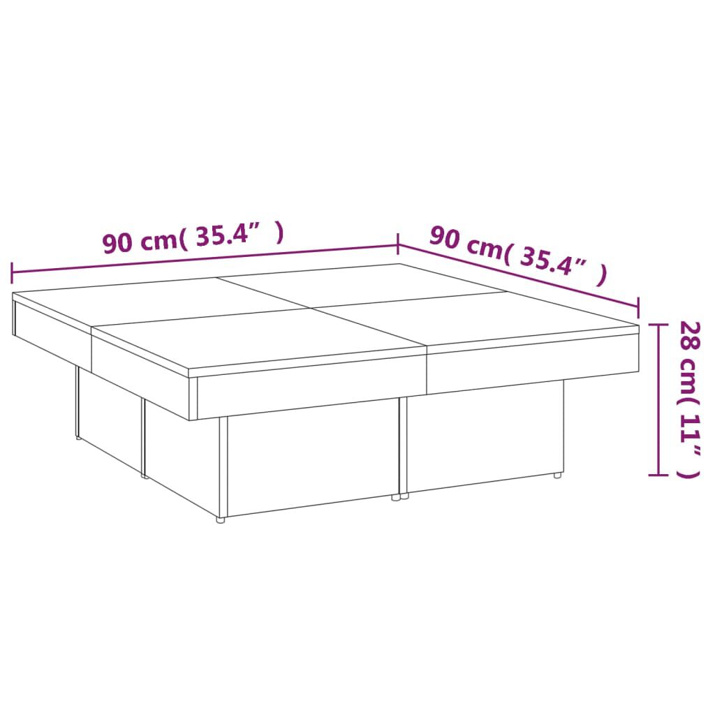 vidaXL Τραπεζάκι Σαλονιού Καφέ Δρυς 90x90x28 εκ. Επεξεργασμένο Ξύλο