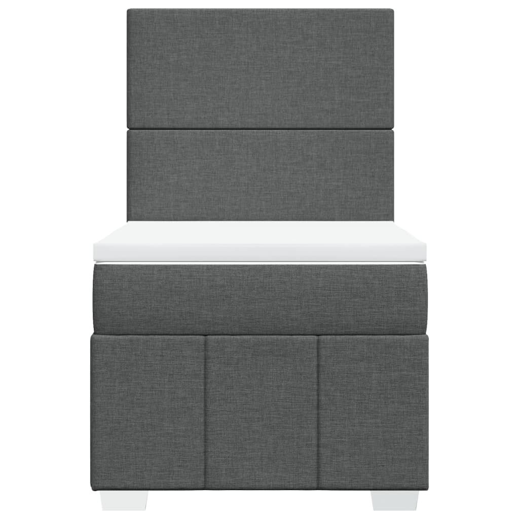vidaXL Κρεβάτι Boxspring με Στρώμα Σκούρο Γκρι 100x200 εκ. Υφασμάτινο