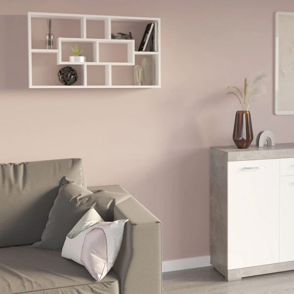 FMD Ραφιέρα Τοίχου Ορθογώνια με 8 Τμήματα Λευκή