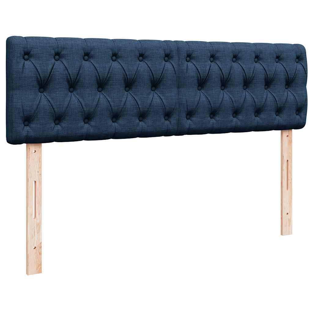 vidaXL Οθωμανικό κρεβάτι με στρώμα & LEDs Μπλε 140x200cm ύφασμα