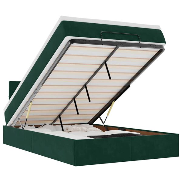 vidaXL &Omicron;&theta;&omega;&mu;&alpha;&nu;&iota;&kappa;ό &kappa;&rho;&epsilon;&beta;ά&tau;&iota; &mu;&epsilon; &sigma;&tau;&rho;ώ&mu;&alpha; & LEDs Dark Green 120x190cm Velvet