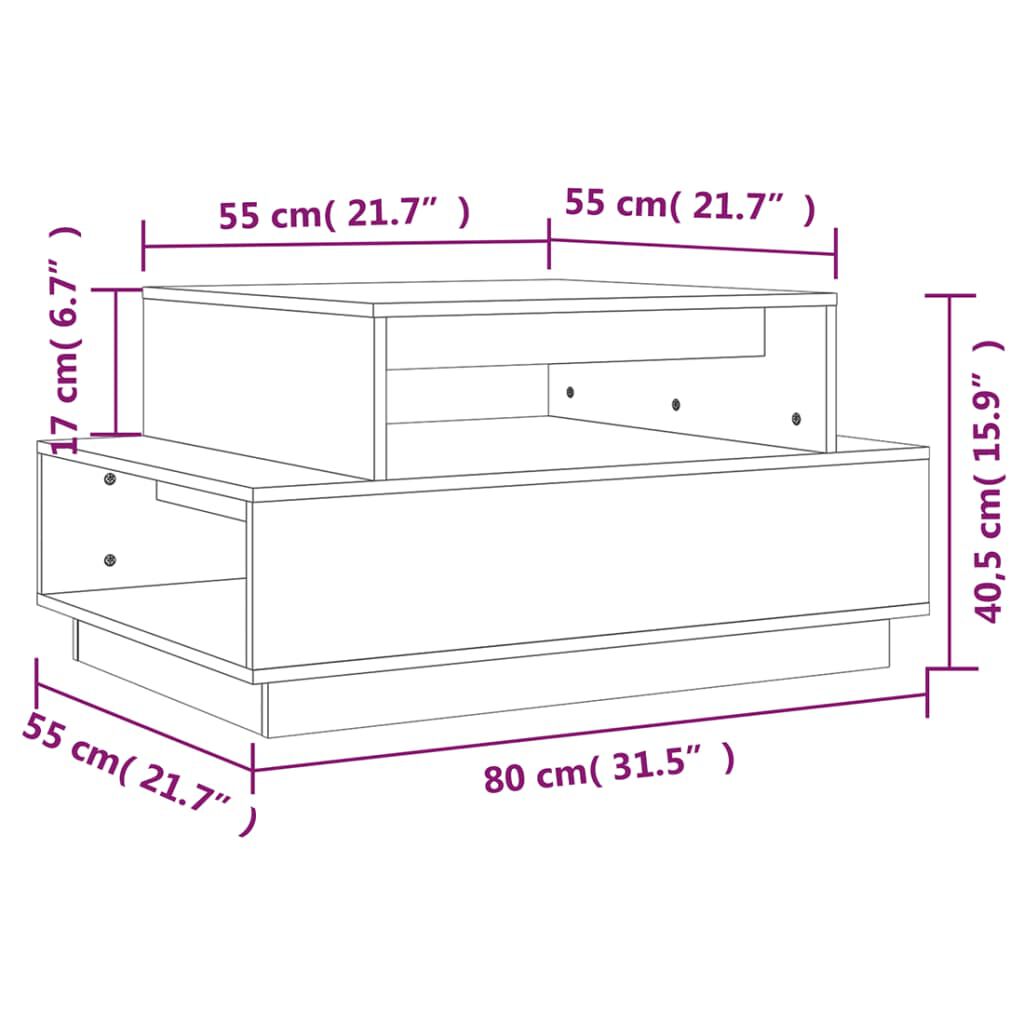 vidaXL Τραπεζάκι Σαλονιού Καφέ Μελί 80x55x40,5 εκ. Μασίφ Ξύλο Πεύκου