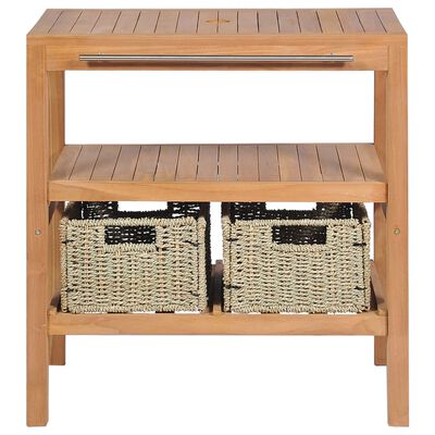 vidaXL Έπιπλο Μπάνιου 74x45x75 εκ. από Μασίφ Ξύλο Teak με 2 Καλάθια
