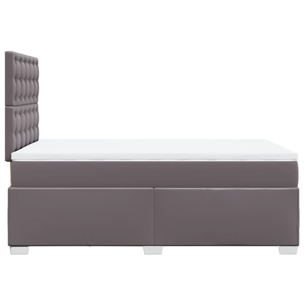 vidaXL Κρεβάτι Boxspring με Στρώμα Γκρι 120x190εκ. από Συνθετικό Δέρμα