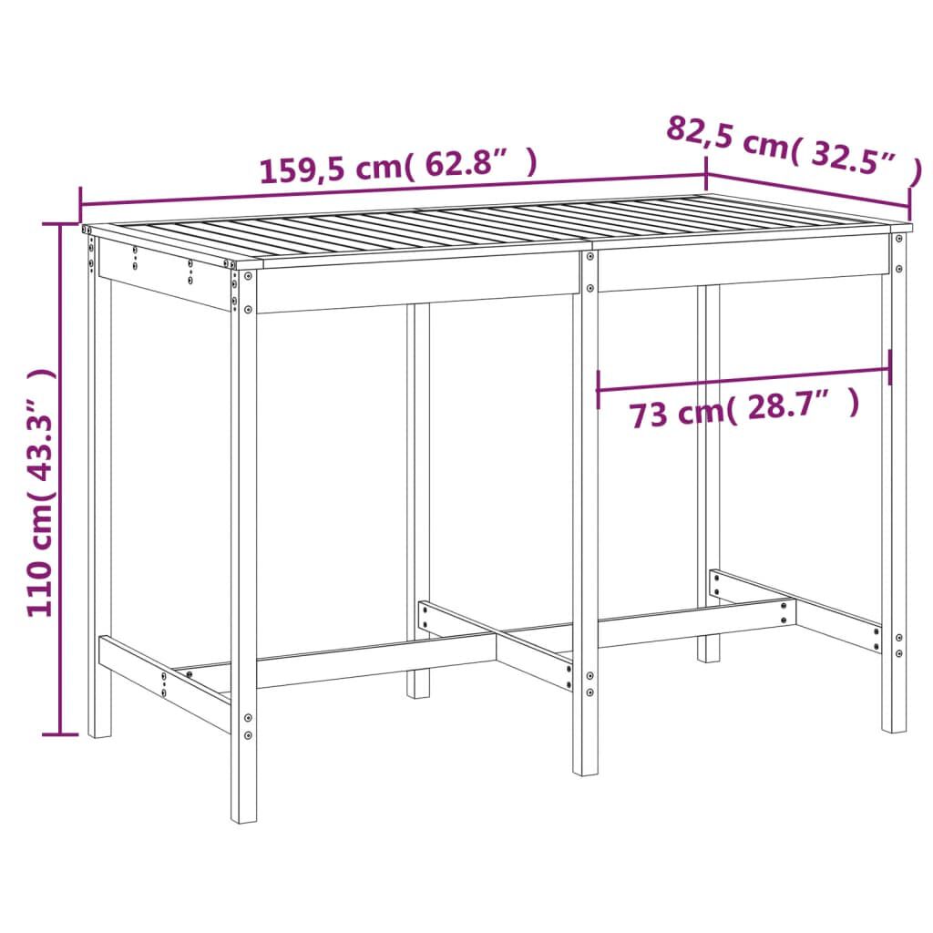 vidaXL Τραπέζι Κήπου Μελί 159,5x82,5x110 εκ. από Μασίφ Ξύλο Πεύκου