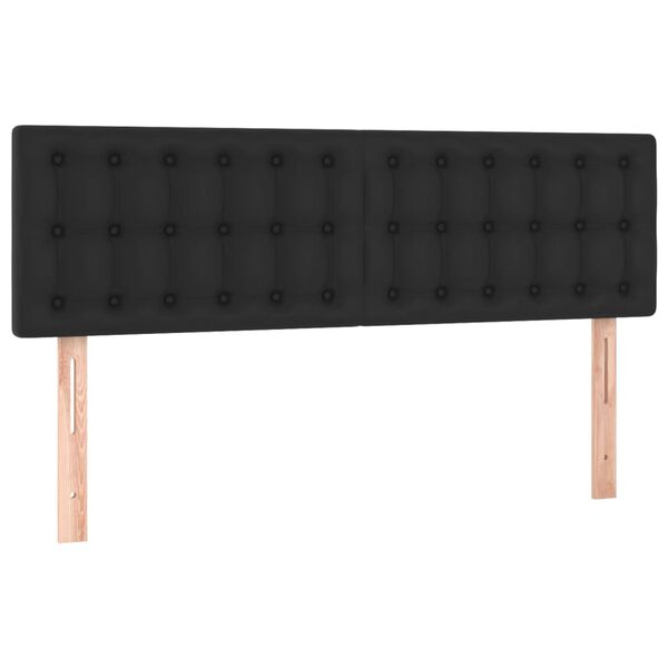 vidaXL Κεφαλάρι Κρεβατιού LED Μαύρο 144x5x78/88 εκ. Συνθετ. Δέρμα