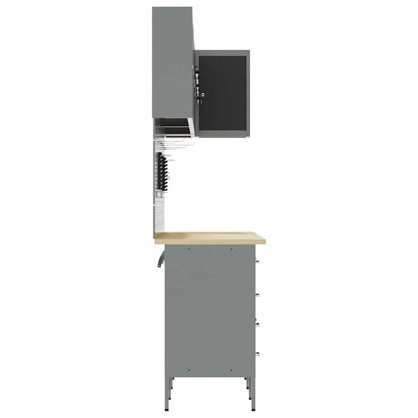 vidaXL Ντουλάπα εργαλείων με συρτάρι 12 pcs Μαύρο 255 x 55 x 220 εκ