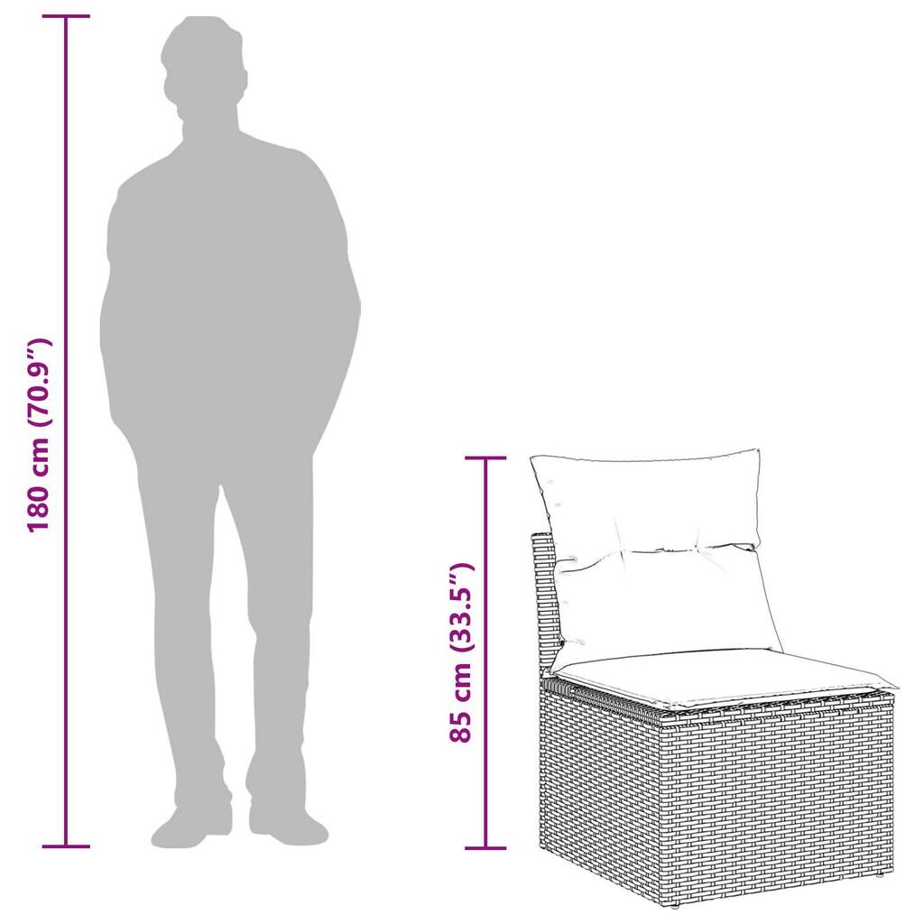 vidaXL Σέτ φαγητού για κήπο 7 pcs Μαύρο Πολυ rattan, βαμμένο ατσάλι