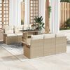 vidaXL Σετ Καναπέ Κήπου με μαξιλάρι 7 pcs Μπεζ Πολυ ράταν