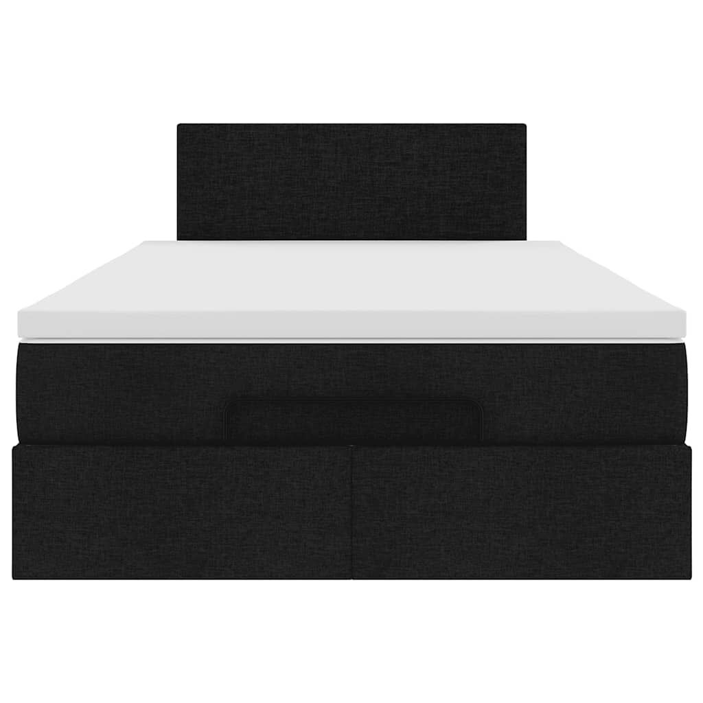 vidaXL Οθωμανικό κρεβάτι με στρώμα Μαύρο 120x190 cm Ύφασμα