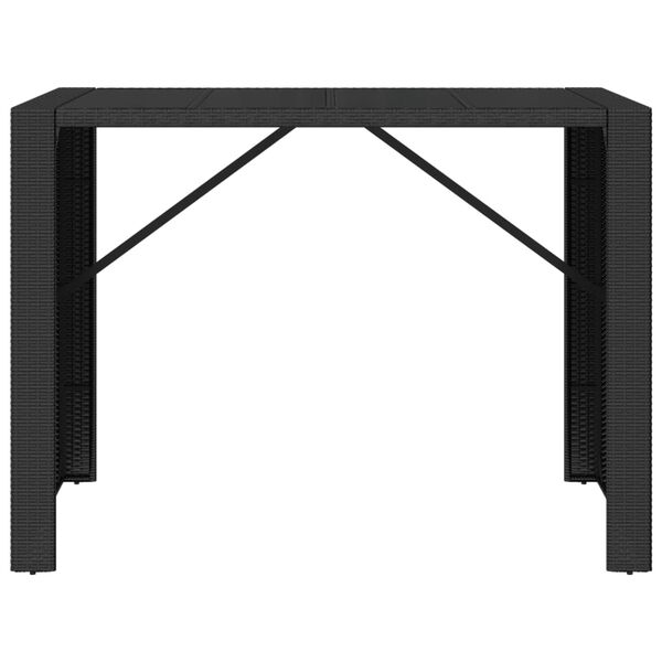 vidaXL Τραπέζι Μπαρ με Γυάλ. Επιφάνεια Μαύρο 145x80x110 εκ Συνθ. Ρατάν