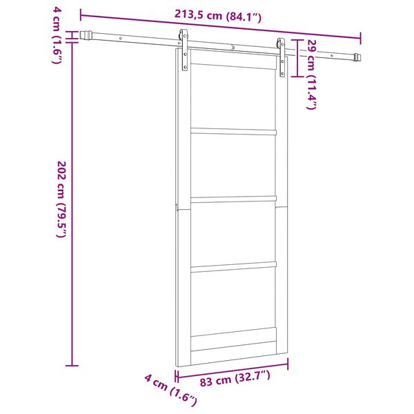 vidaXL Συρόμενη Πόρτα ORKDAL Καφέ 83 x 202 εκ. Ξύλο και μέταλλο