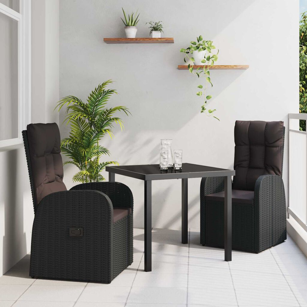 vidaXL Ρυθμιζόμενες Καρέκλες Κήπου 5 pcs Μαύρο 160 x 80 x 73 εκ