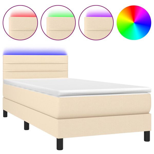 vidaXL &Kappa;&rho;&epsilon;&beta;ά&tau;&iota; Boxspring &mu;&epsilon; &Sigma;&tau;&rho;ώ&mu;&alpha; & LED &Kappa;&rho;&epsilon;&mu; 90x190 &epsilon;&kappa;. &Upsilon;&phi;&alpha;&sigma;&mu;ά&tau;&iota;&nu;&omicron;
