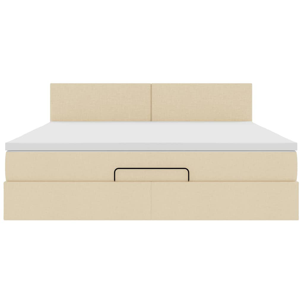 vidaXL Οθωμανικό Κρεβάτι με Στρώμα Κρέμα 160x200cm Ύφασμα
