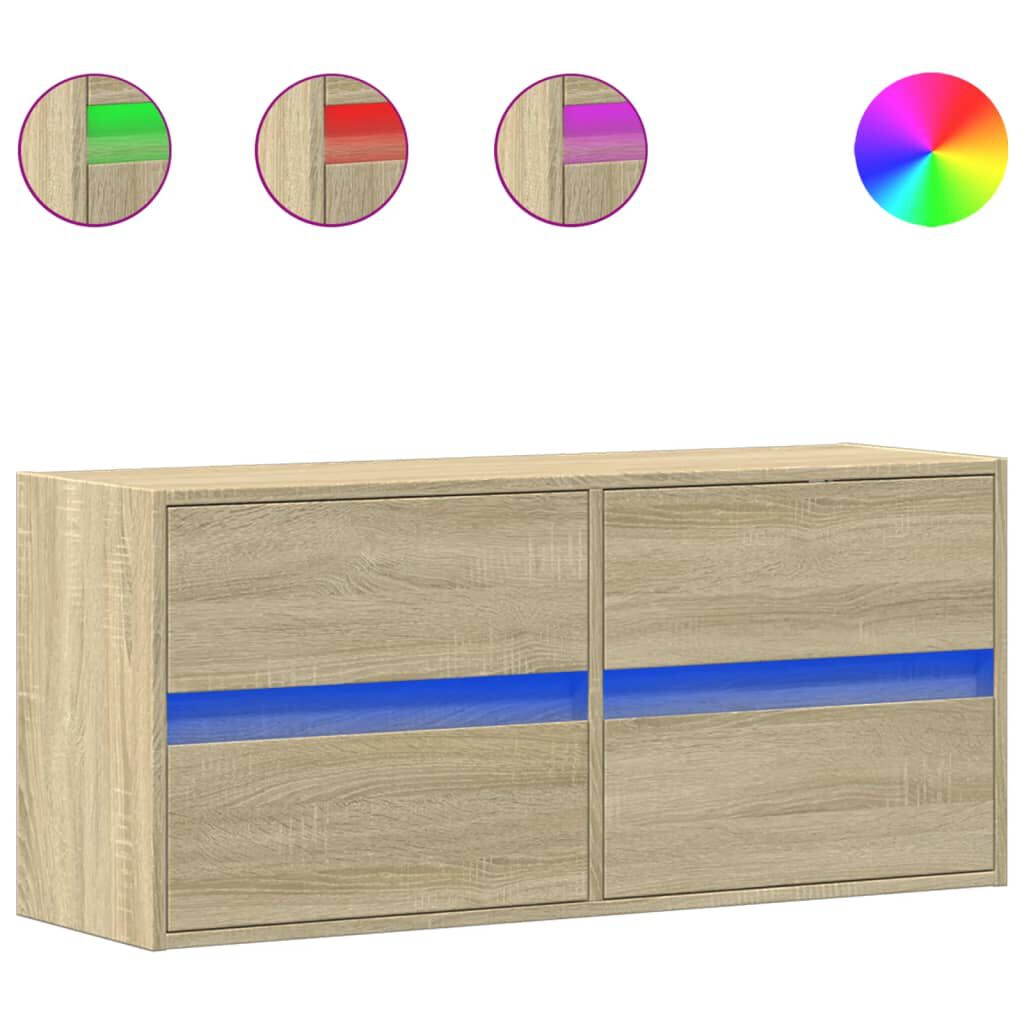 vidaXL Έπιπλο Τοίχου Τηλεόρασης με LED Sonoma Δρυς 100x31x45 εκ.