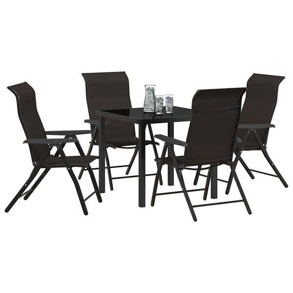vidaXL Σέτ φαγητού για κήπο 5 pcs Μαύρος καφές Πολυ ράταν