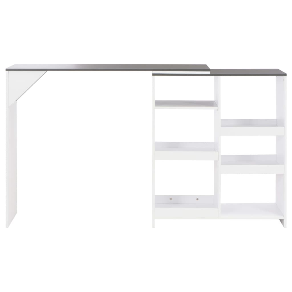 vidaXL Τραπέζι Μπαρ με Κινητή Ραφιέρα Λευκό 138 x 39 x 110 εκ.