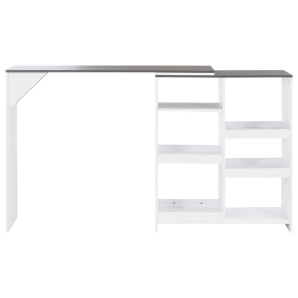 vidaXL Τραπέζι Μπαρ με Κινητή Ραφιέρα Λευκό 138 x 39 x 110 εκ.