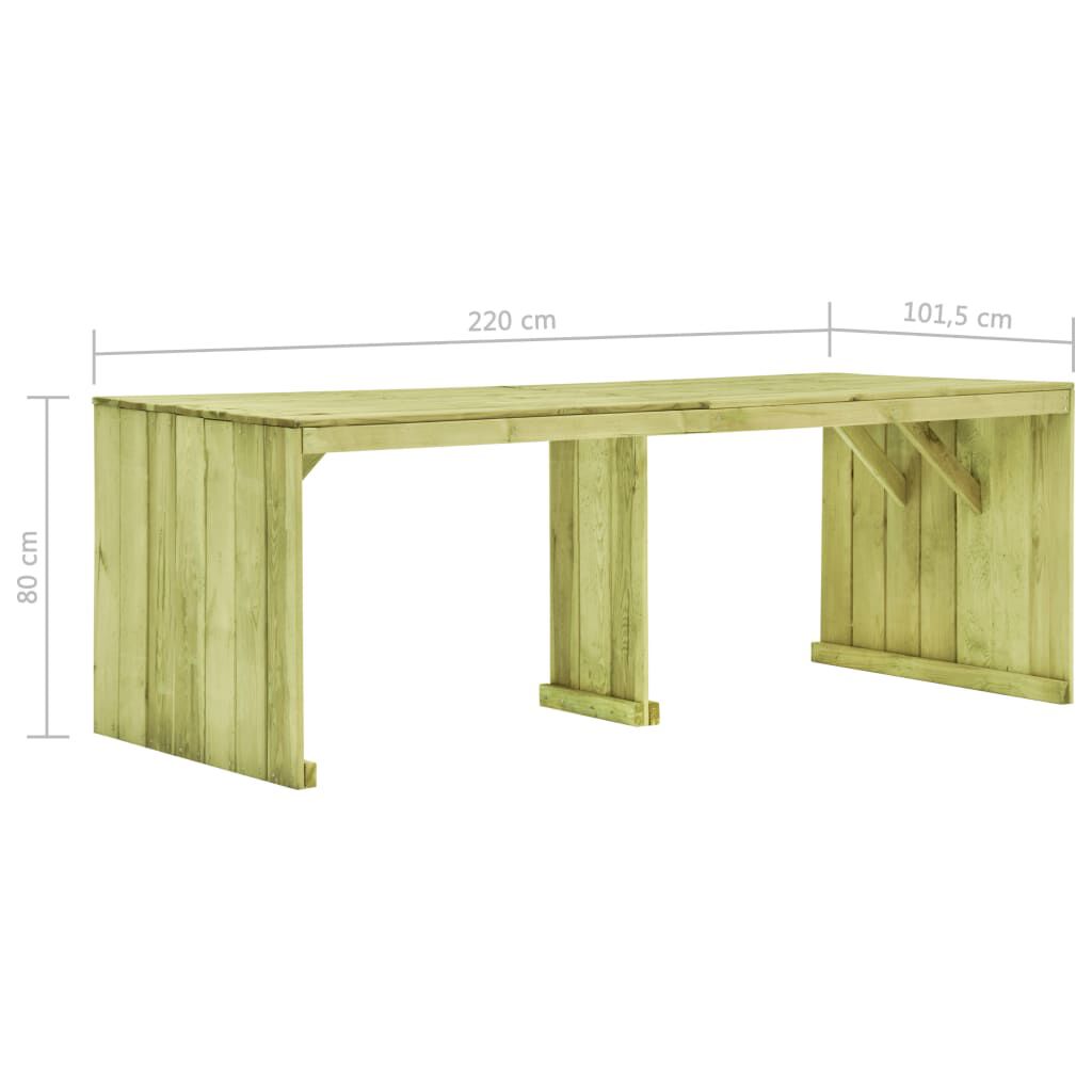 vidaXL Τραπέζι Κήπου 220 x 101,5 x 80 εκ. από Εμποτισμένο Ξύλο Πεύκου