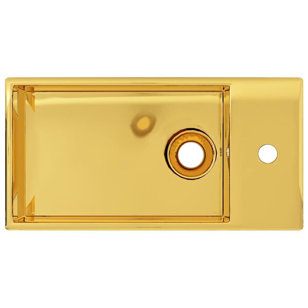 vidaXL Νιπτήρας με Οπή Υπερχείλισης Χρυσός 49x25x15 εκ. Κεραμικός