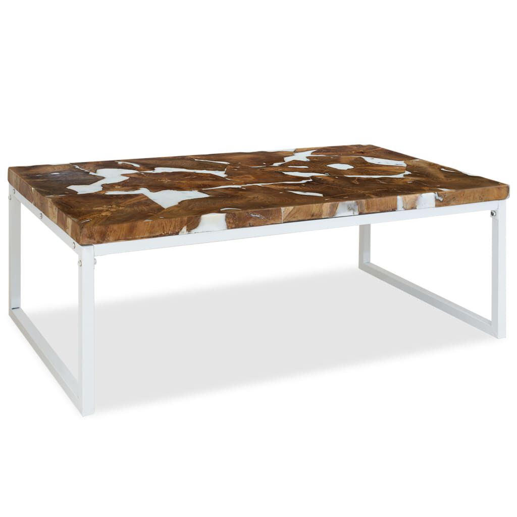 vidaXL Τραπεζάκι Σαλονιού 110 x 60 x 40 εκ. από Ξύλο Teak και Ρητίνη