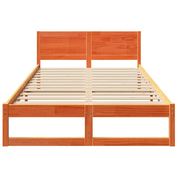 vidaXL Σκελετός Κρεβατιού Καφέ 140 x 190 cm Μασίφ ξύλο πεύκου