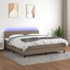 vidaXL &Kappa;&rho;&epsilon;&beta;ά&tau;&iota; Boxspring &mu;&epsilon; &Sigma;&tau;&rho;ώ&mu;&alpha; & LED Taupe 160x200 &epsilon;&kappa;. &Upsilon;&phi;&alpha;&sigma;&mu;ά&tau;&iota;&nu;&omicron;