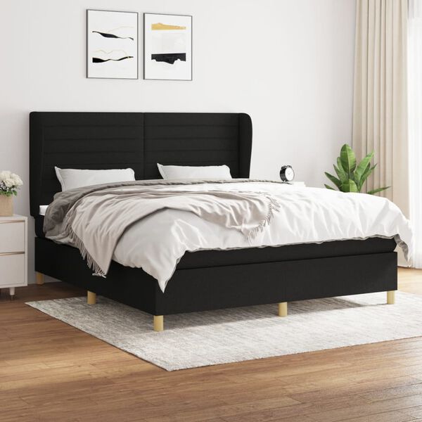 vidaXL &Kappa;&rho;&epsilon;&beta;ά&tau;&iota; Boxspring &mu;&epsilon; &Sigma;&tau;&rho;ώ&mu;&alpha; &Mu;&alpha;ύ&rho;&omicron; 180x200 &epsilon;&kappa;. &Upsilon;&phi;&alpha;&sigma;&mu;ά&tau;&iota;&nu;&omicron;