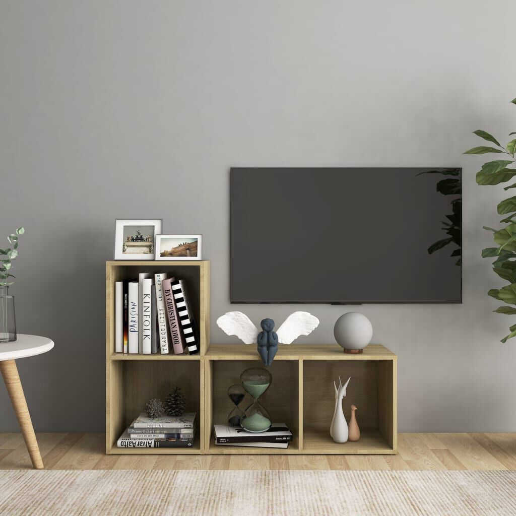 vidaXL Έπιπλα Τηλεόρασης 2 τεμ Sonoma Δρυς 72x35x36,5εκ Επεξ. Ξύλο
