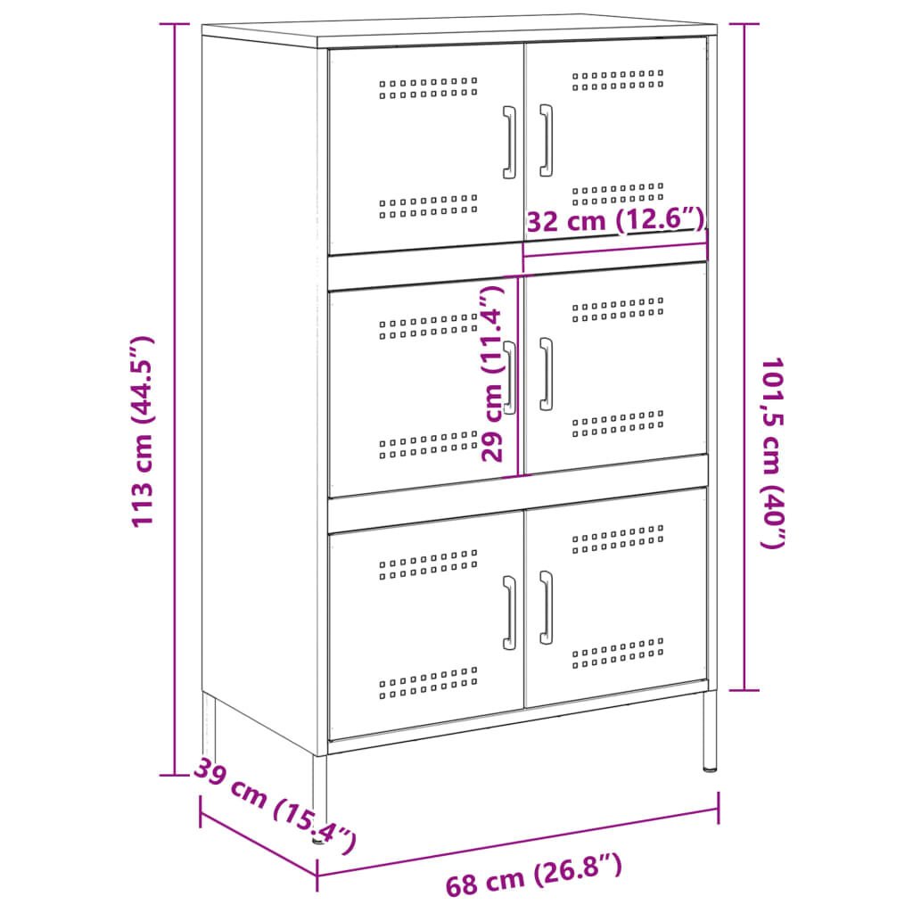 vidaXL Ντουλάπι Λευκό 68x39x113 εκ. από Ατσάλι