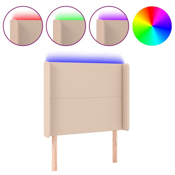 vidaXL Κεφαλάρι Κρεβατιού LED Καπουτσίνο 83x16x118/128 εκ
