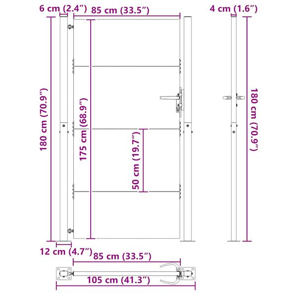 vidaXL Πύλη Κήπου 105 x 180 εκ. από Ατσάλι Corten